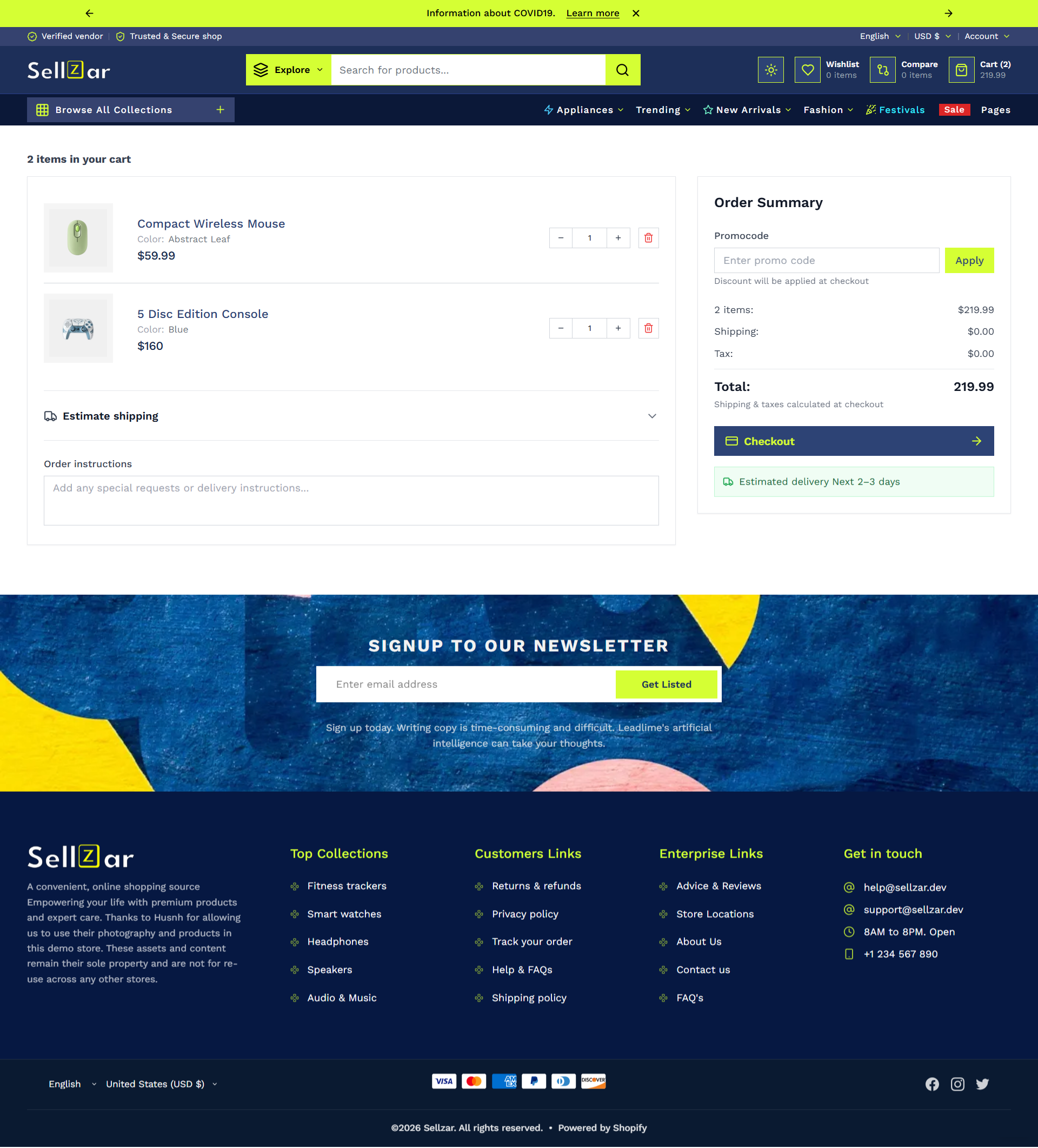 Cart Page (Multi-Column Layout)